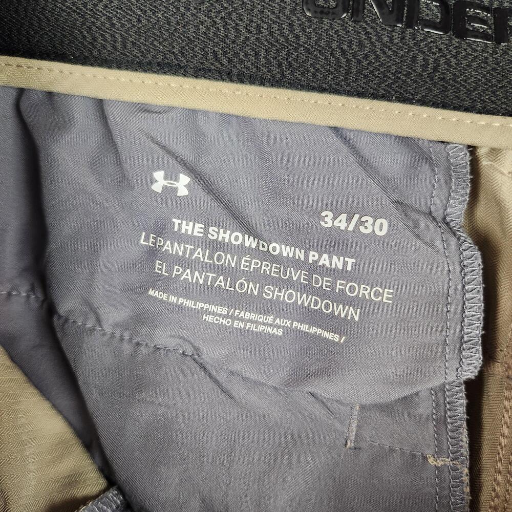 Under Armour Pants Mens 34x30 Khaki The Showdown Golf Stretch Performance Logo